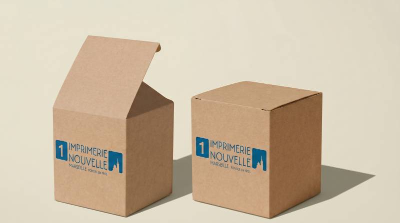 Visualisation tridimensionnelle d'un étui en carton avant la validation du fichier d'impression définitif à Marseille.